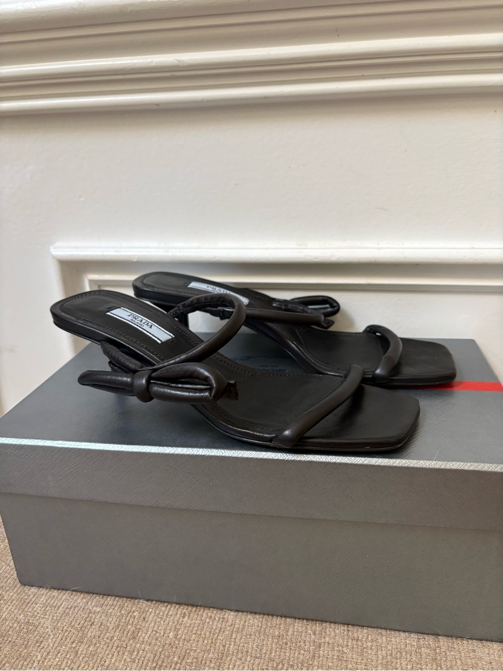 Prada triangle logo strap sandals kitten heels - Picture 2 of 8